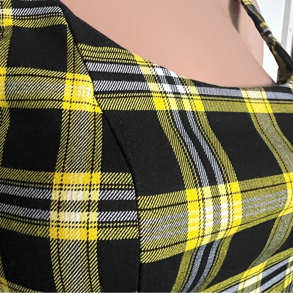 Clueless / Cher Horowitz Black & Yellow Plaid 90s Style Sheath Dress size S - Picture 5 of 9